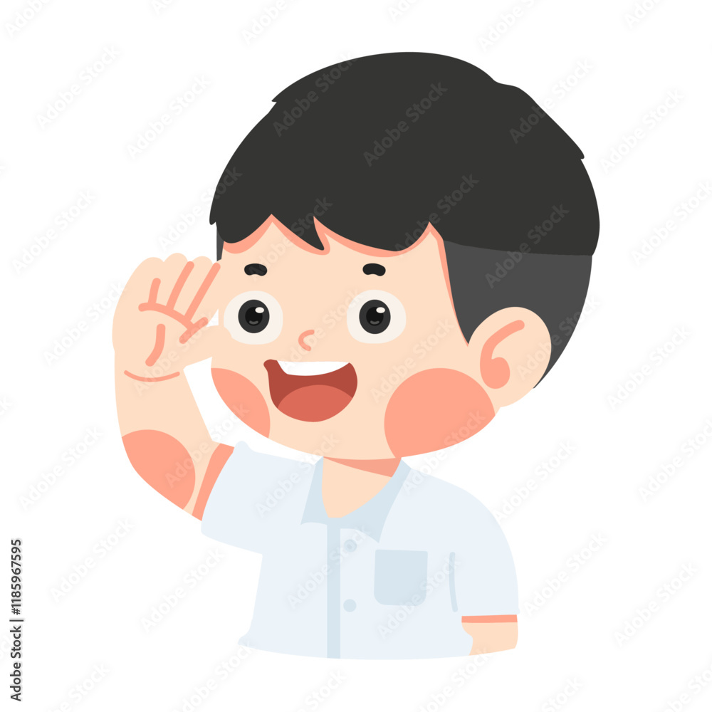 Kid boy saluting in student uniform Kid boy saluting in student uniform