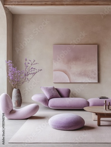 Lavender Living Room Modern...