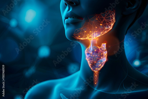 Obraz na płótnie Detailed view of a womans thyroid gland, illustrating its structure w salonie