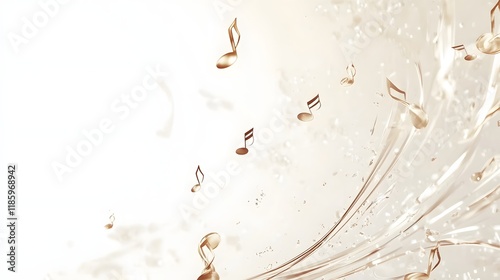 Abstract Golden Musical Notes Floating In White Space photo