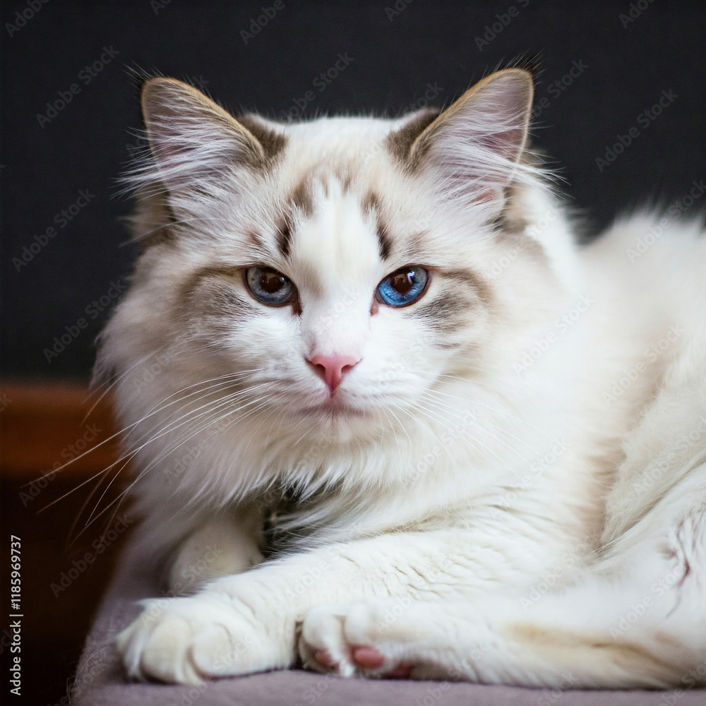 the elegance and beauty of a white Angora cat. The cat's luxurious fur appears incredibly soft and fluffy, inviting touch. Its piercing blue eyes contrast beautifully with its pristine white coat. the elegance and beauty of a white Angora cat. The cat's luxurious fur appears incredibly soft and fluffy, inviting touch. Its piercing blue eyes contrast beautifully with its pristine white coat.