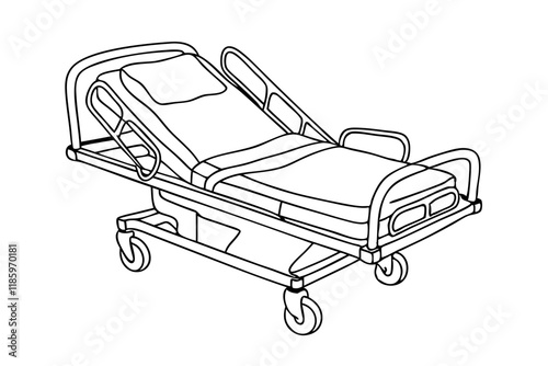 Hospital stretcher line art vector illustration
