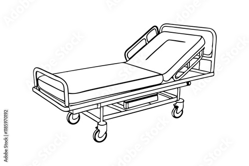 Hospital stretcher line art vector illustration
