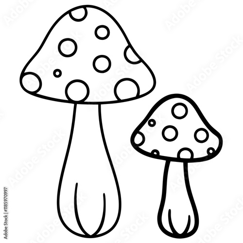 Line art of mushroom. Vector illustration