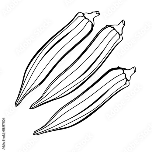 Simple Line Art of Okra Pods