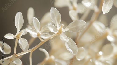 Delicate White Leafy Stems with Soft Light Background for Decoration