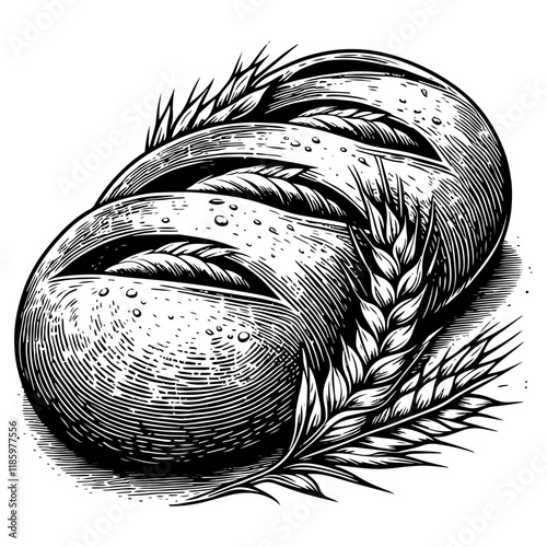 Freshly Baked Artisan Bread vector illustration