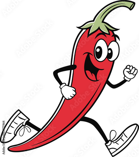 Speedy Chili Pepper Cartoon Character Running