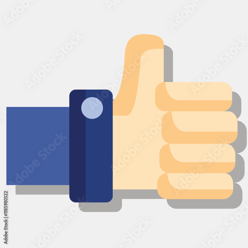 Vector illustration of flat design of hand with thumb standing or bowing.