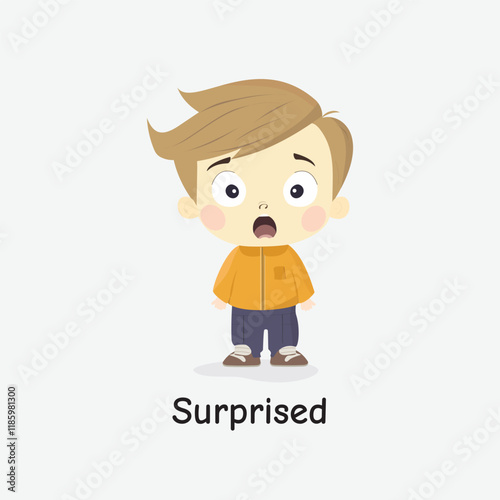 Surprised Child Vector Illustration with Astonished Face