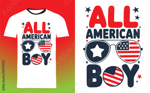 typography t shirt design " All American Boy