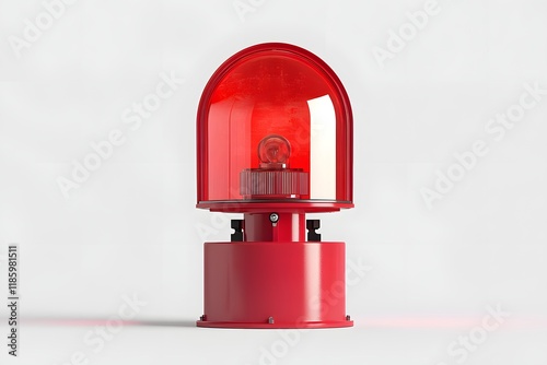 Red emergency beacon light flashing, studio, safety photo