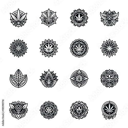 Collection of Glyph Style Hemp Icons


