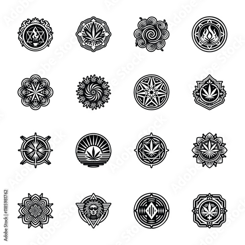 Set of Glyph Style Narcotic Symbols 

