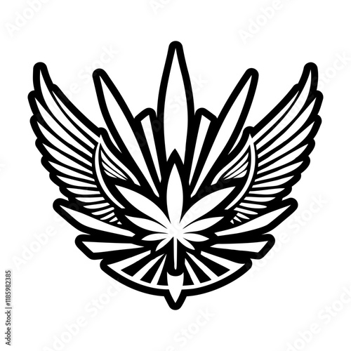 A glyph style icon of cannabis wings