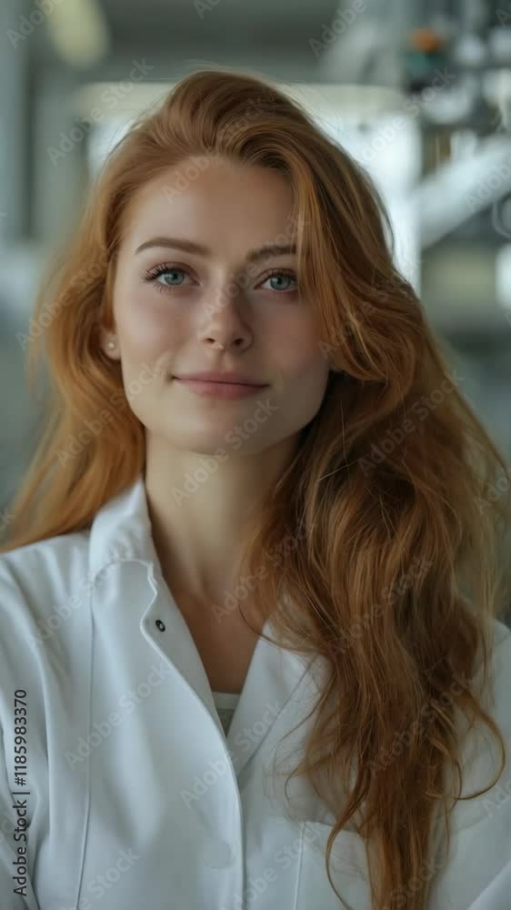 A red-haired woman with a gentle smile, wearing a white blouse, standing in a softly lit setting A red-haired woman with a gentle smile, wearing a white blouse, standing in a softly lit setting