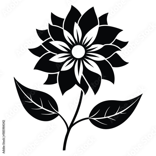 flower silhouette vector on white background