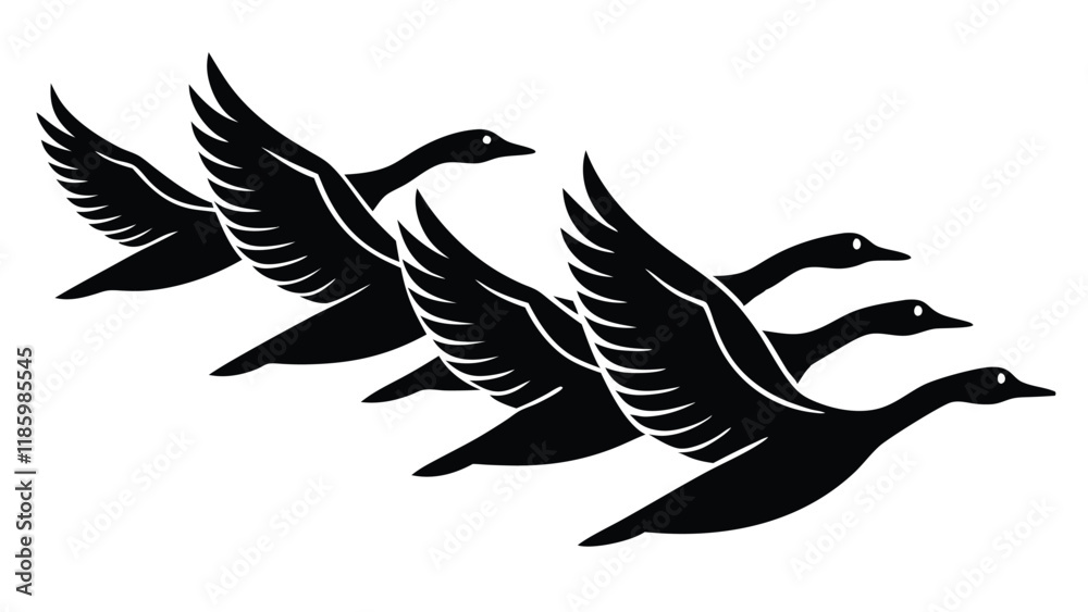 Fototapeta premium Migrating Geese silhouette