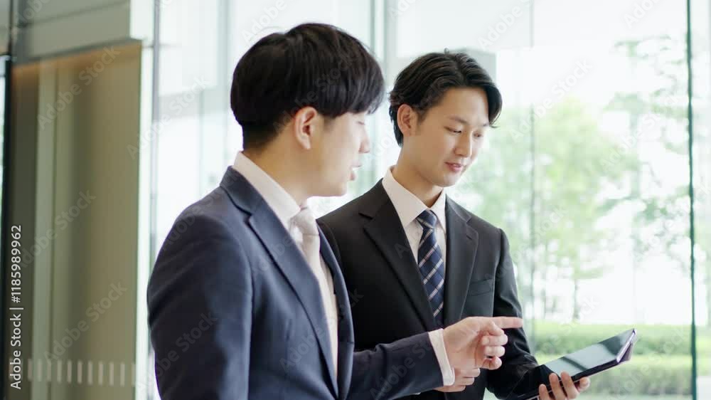 歩きながら指示をするビジネスマン