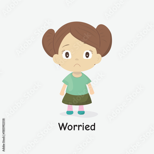 Worried Child Vector Illustration with Anxious Expression