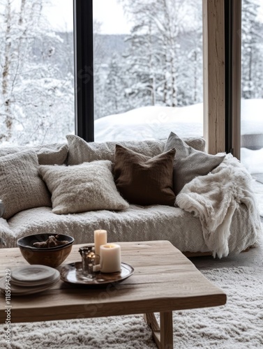 Cozy Winter Living Room Sno...