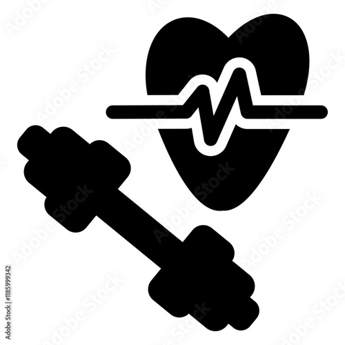 A sleek dumbbell strong icon representing fitness, strength, and exercise. Perfect for gym, workout, and health-related projects, showcasing active and healthy lifestyle themes.
