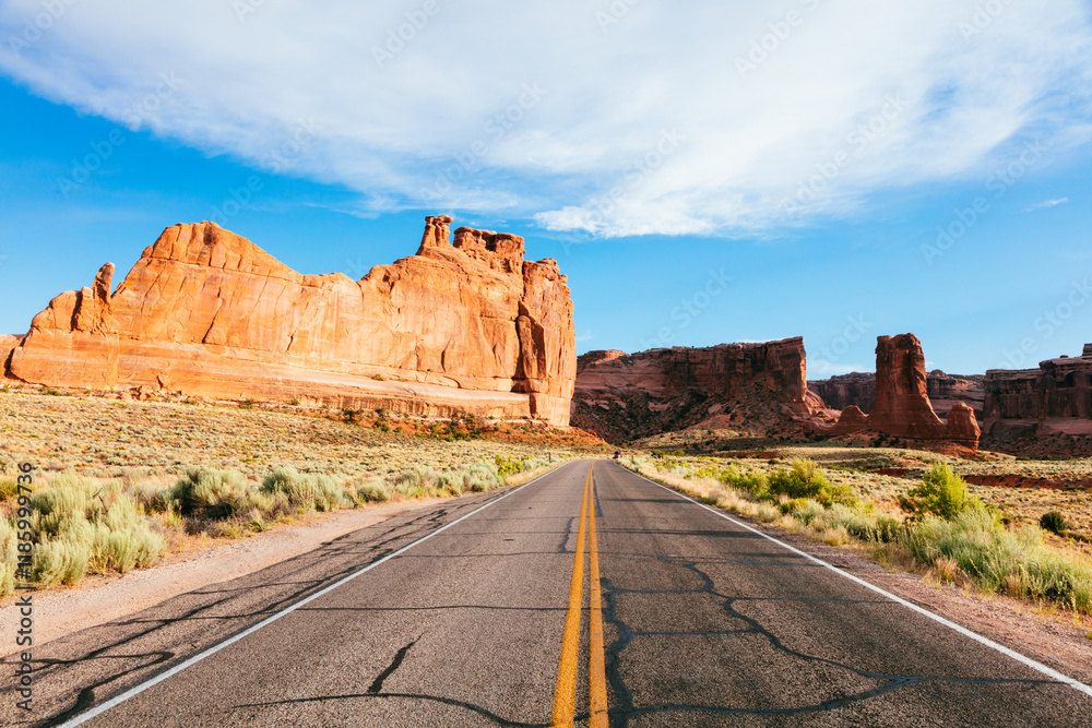 Road, Arches National Park, Utah, United States Road, Arches National Park, Utah, United States