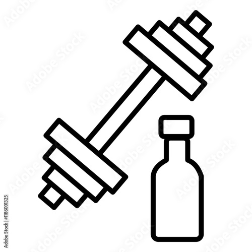 A sleek dumbbell lineal icon representing fitness, strength, and exercise. Perfect for gym, workout, and health-related projects, showcasing active and healthy lifestyle themes.