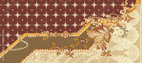 Ornate floral designs with detailed frames, creating luxurious backgrounds and decorative textiles.