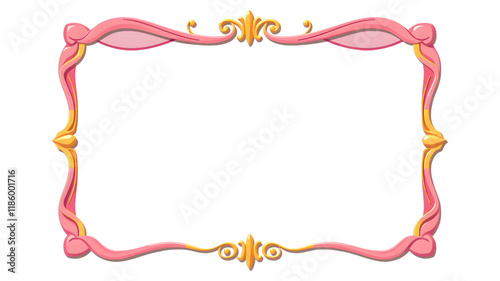 Romantic Pink and Gold Frame: A charming and elegant pink and gold frame with ornate detailing, perfect for adding a touch of vintage romance to your designs.