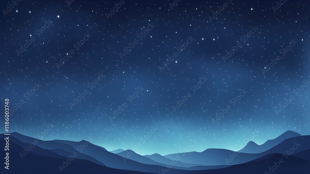 Obraz premium A serene night sky filled with stars over distant mountains.