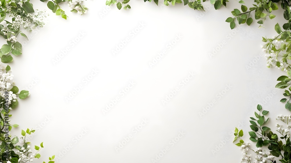 Vibrant Tropical Foliage and Floral Elements in Minimalist Framed Design Vibrant Tropical Foliage and Floral Elements in Minimalist Framed Design
