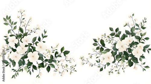 Graceful Tropical Floral Arrangement on Clean White Background