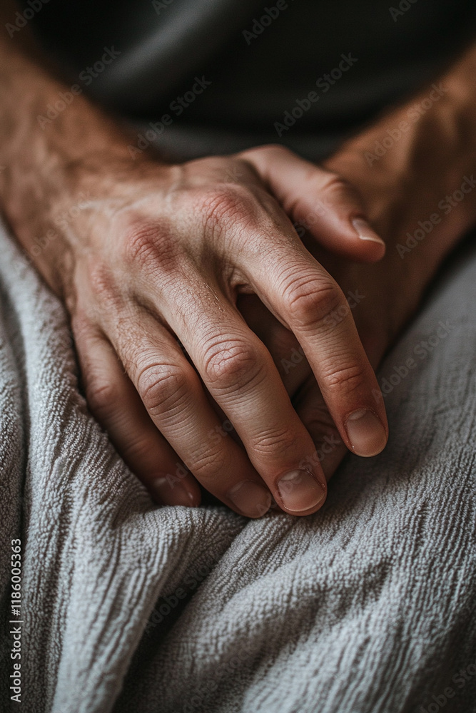 Fototapeta premium Men's manicure. The concept of professional nail care. Close-up of the man manicurist's hands.