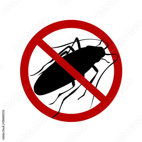 Prohibited Cockroach Vector Illustration
