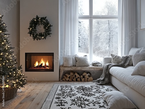 Cozy Winter Living Room Fir...