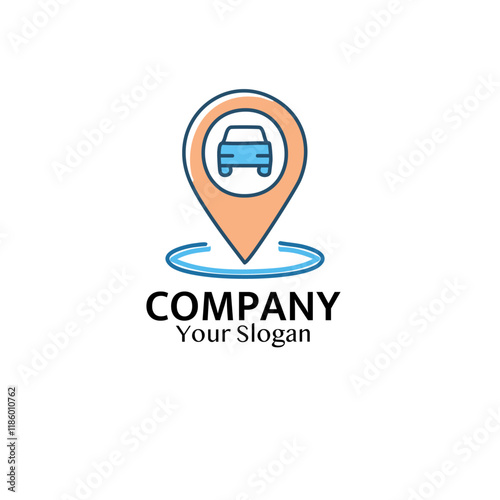 map pointer icon with car vector logo design