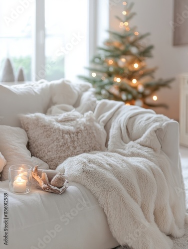 Cozy Winter Sofa Scene With...