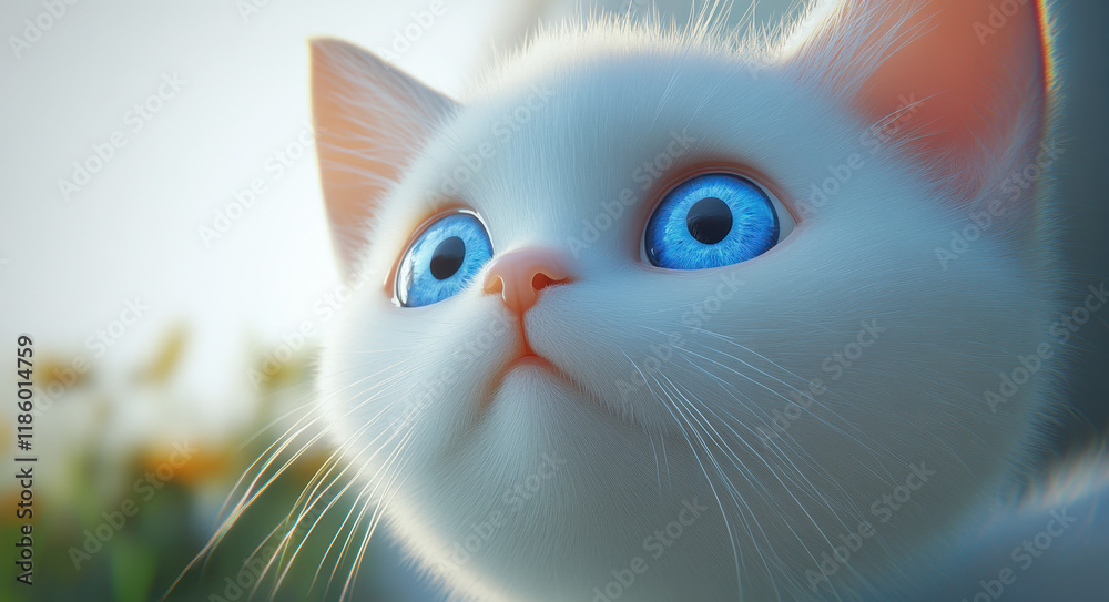 A white cat with blue eyes, close-up, created using Unreal Engine and Octane Render A white cat with blue eyes, close-up, created using Unreal Engine and Octane Render