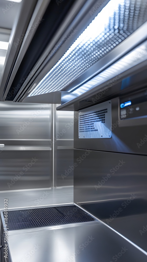 Obraz premium 33. A detailed shot of an advanced fume hood with integrated lighting, touchscreen controls, and precise exhaust management