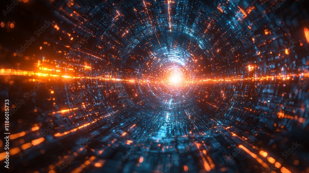 Fototapeta premium Through dynamic motion graphics, embark on a futuristic journey into the abstract digital realm