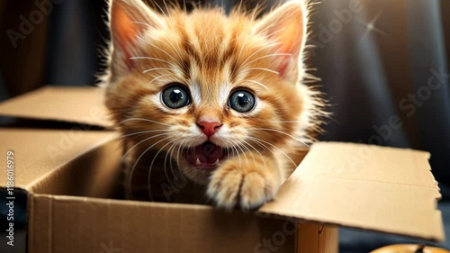 Wallpaper Mural Curious kitten popping out of the box Torontodigital.ca