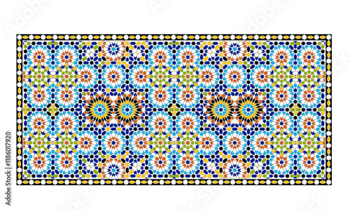 Moroccan Mosque Seamless Zellij Tile Pattern in Marrakech