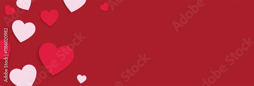 Valentines day background with heart elements. Top view. Flat lay with space for text. Vector illustration