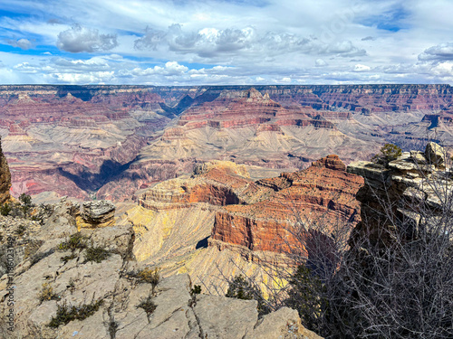 Grand Canyon south rim view into the canyon from mather point view point photo