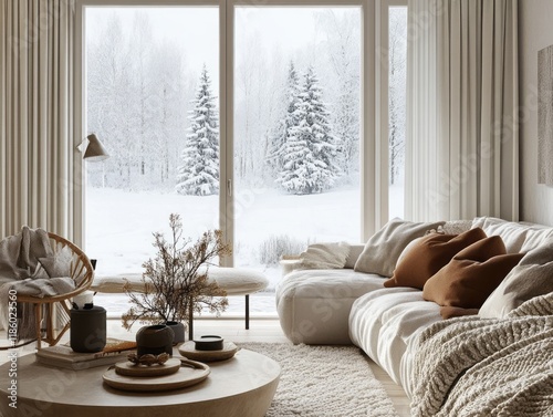 Cozy Winter Living Room Sno...
