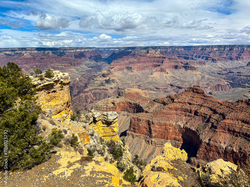 Grand Canyon south rim view into the canyon from mather point view point photo