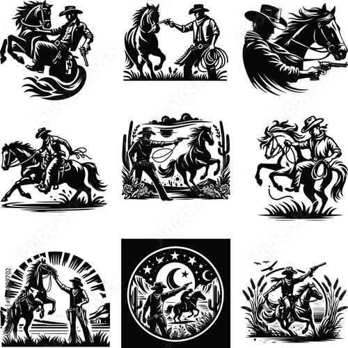 Cowboy And Horse Reaching Svg,Rodeo Svg, Western Svg