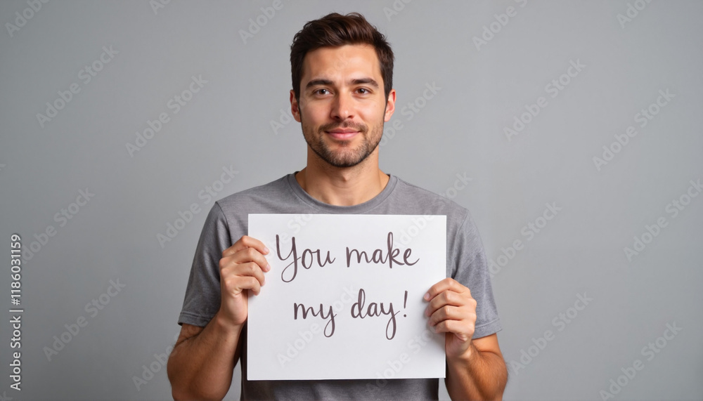 Man Holding Inspirational Sign Man Holding Inspirational Sign