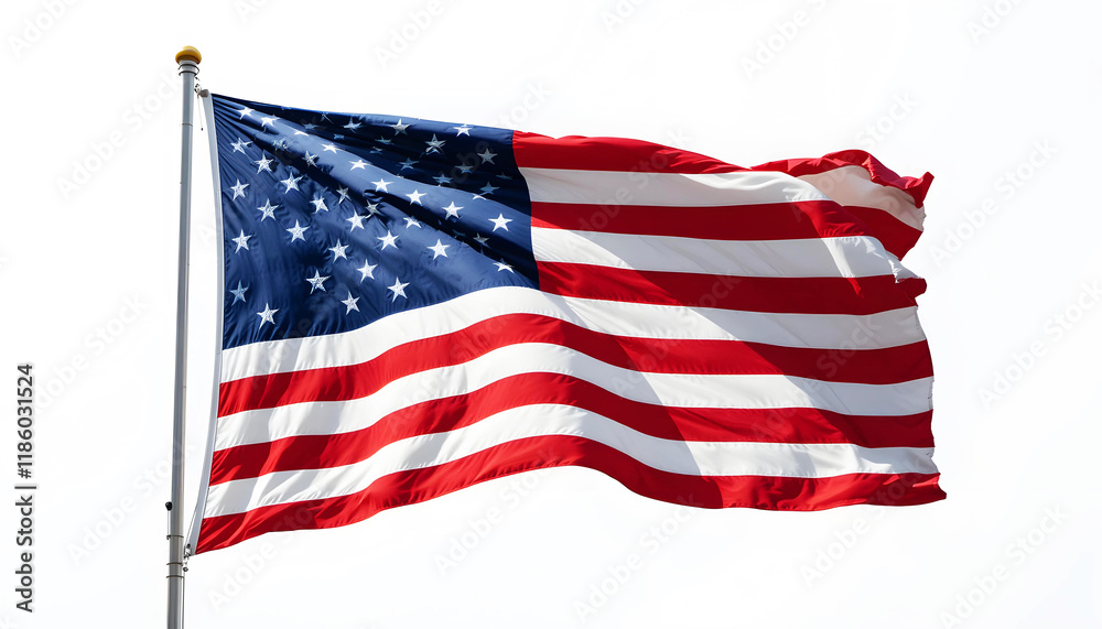Fototapeta premium USA waving flag isolated on white background.
